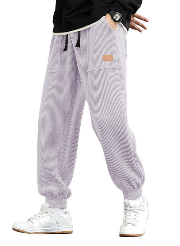 JMIERR Mens Corduroy Drawstring Sweatpants Casual Joggers Relaxed Fit Pants