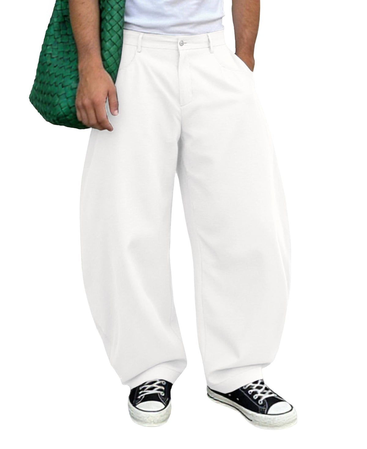 Susclude Mens Baggy Barrel Pants Wide Leg Comfy Lounge Streetwear Casual Elastic Waist Loose Y2k Lightweiht Trendy Trousers
