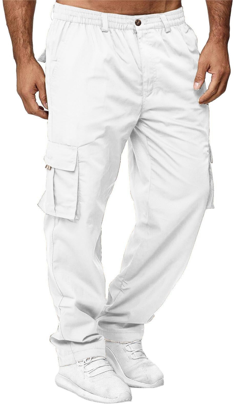 AIFARLD Men's Cargo Pants with Pockets Cotton Hiking Sweatpants Casual Athletic Jogger Sports Outdoor Trousers Relaxed Fit
