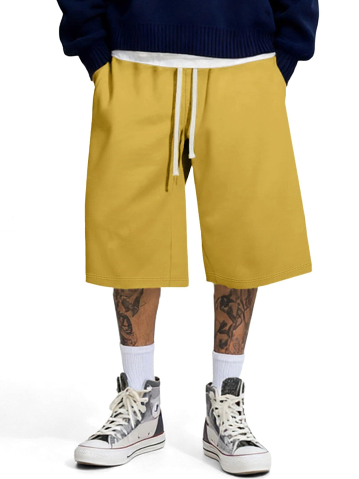 JMIERR Men's Baggy Sweat Shorts Below Knee Drawstring