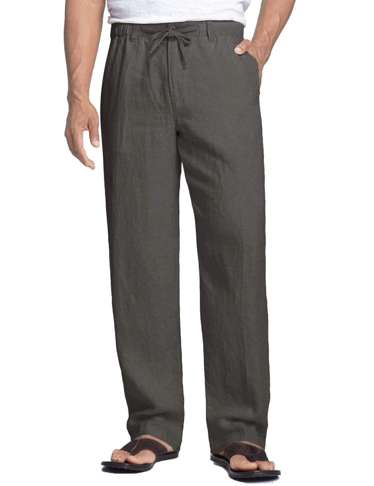 COOFANDY Men's Linen Pants Casual Lightweight Drawstring Beach Summer Pant