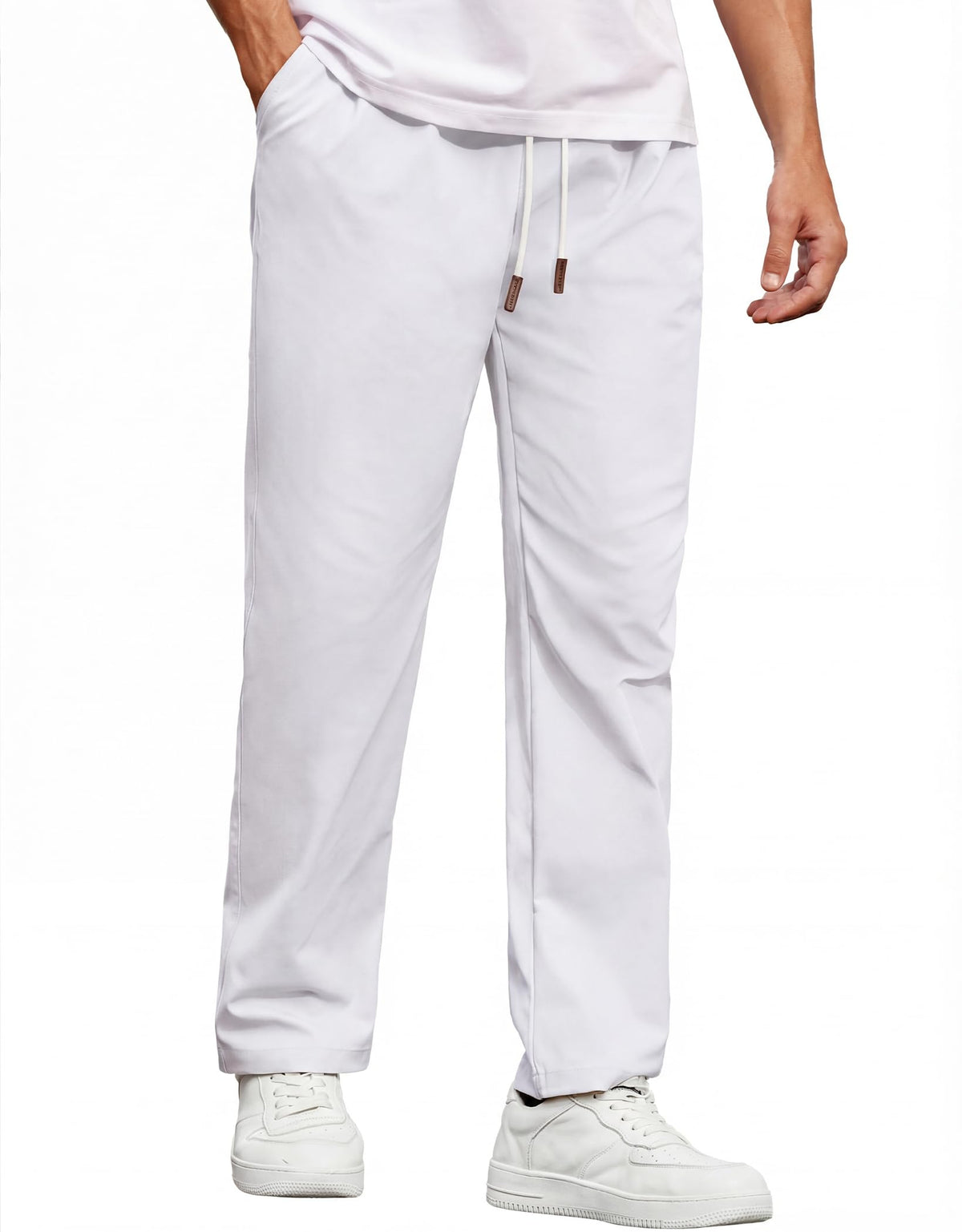 COOFANDY Men's Casual Chino Pants Drawstring Elastic Waist Relaxed Fit Pant
