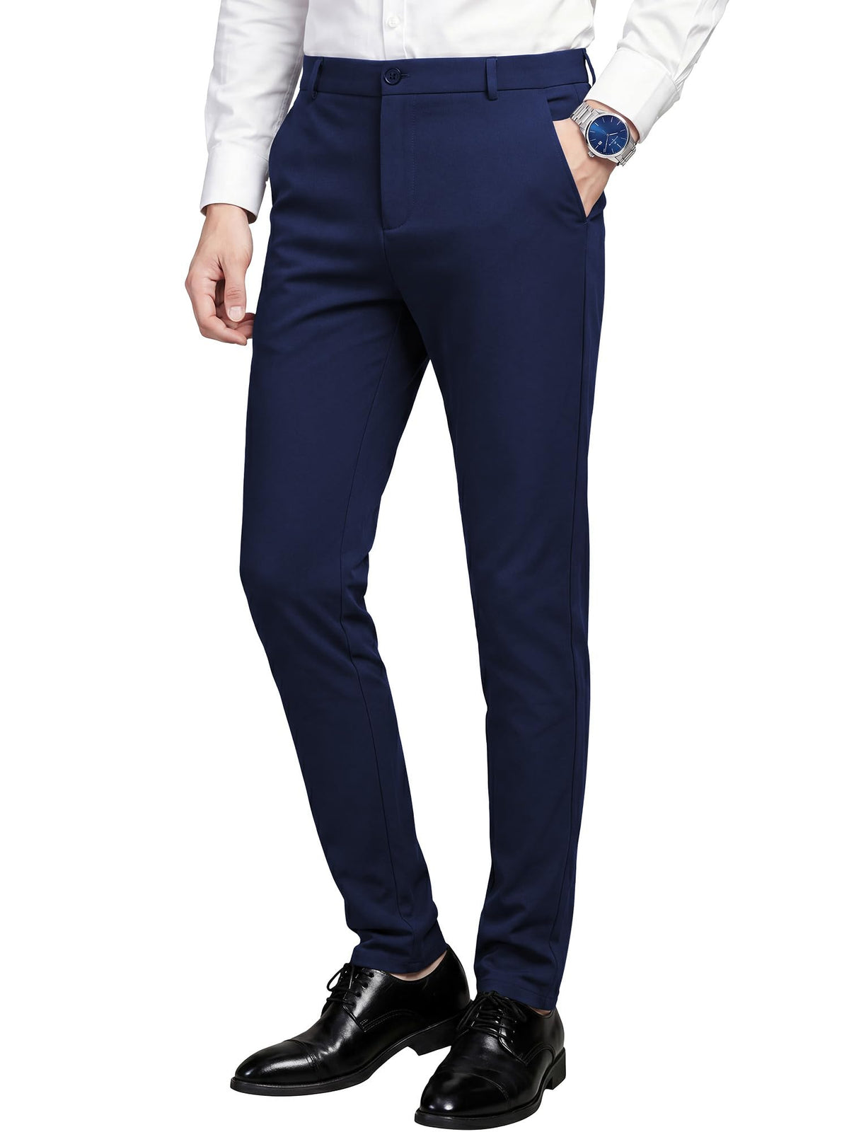 WEEN CHARM Men’s Stretch Dress Pants Skinny Slim Fit Suit Pants Business Causal Lightweight Pant