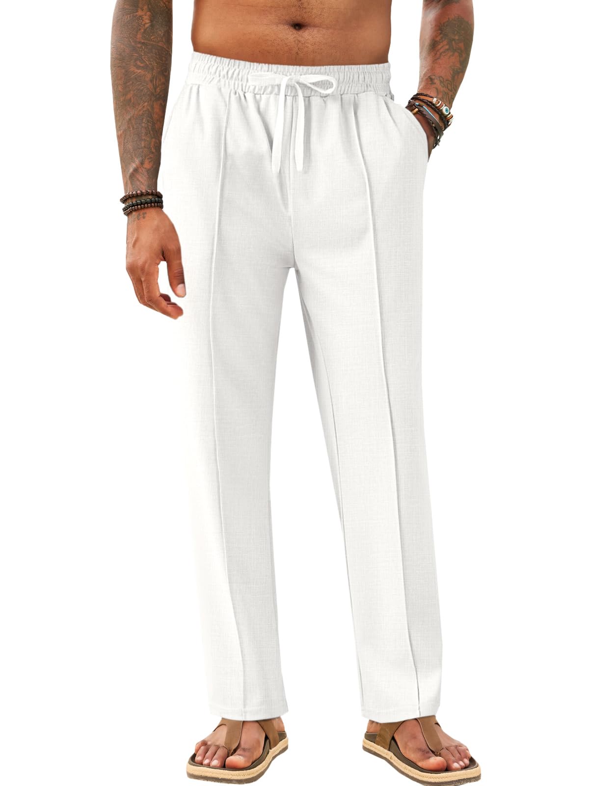 Makkrom Mens Casual Pants Lightweight Summer Beach Dress Pants