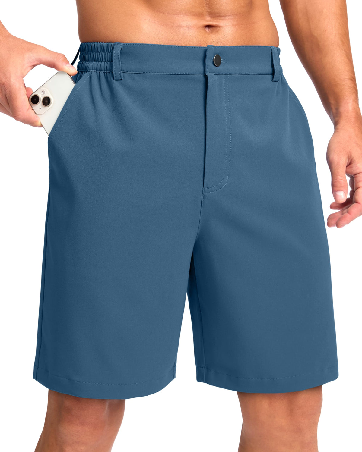 Pudolla Men's Casual Shorts 7"/9"/5" Lightweight Golf Shorts with 3 Pockets Stretch Quick Dry Comfy Work Shorts