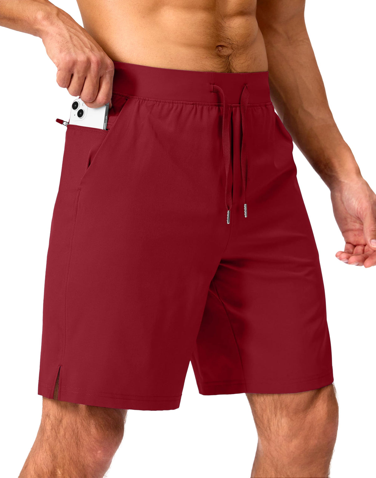 Soothfeel Men's Athletic Running Shorts Zipper Pockets 9"/7"/5 Workout Gym