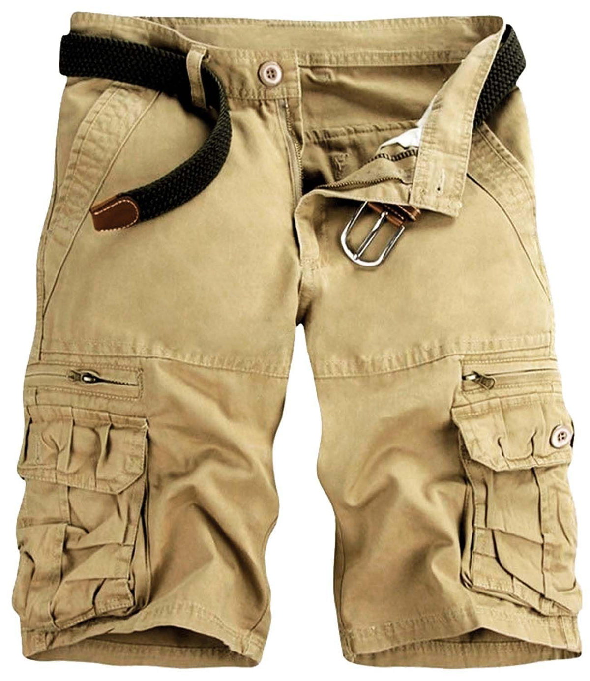 GLESTORE Mens Cargo Shorts Cotton Work Casual Shorts for Men Multi Pockets