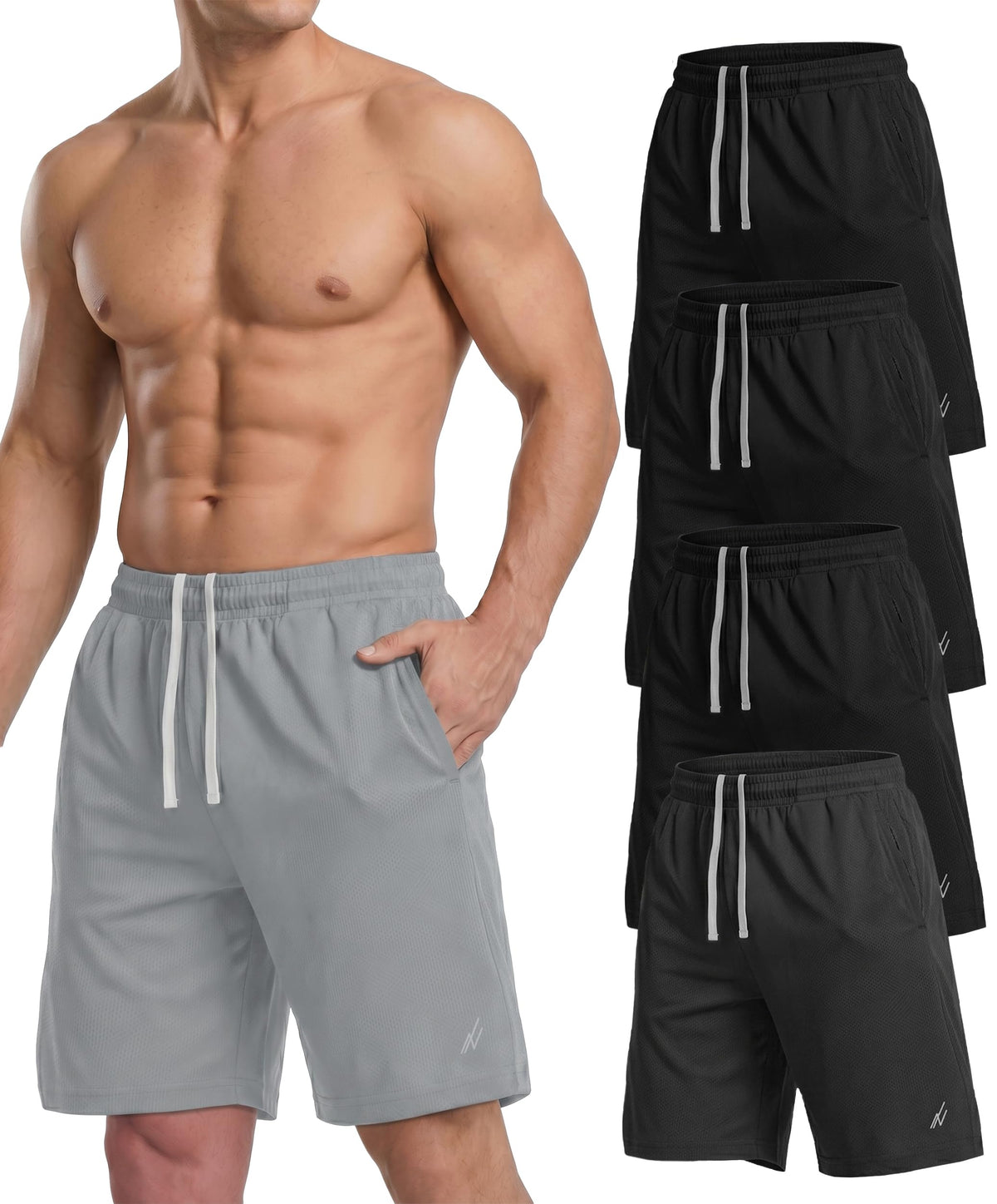 NY Threads 5 Pack Breathable Mesh Mens Athletic Shorts Loose-Fit Gym Shorts