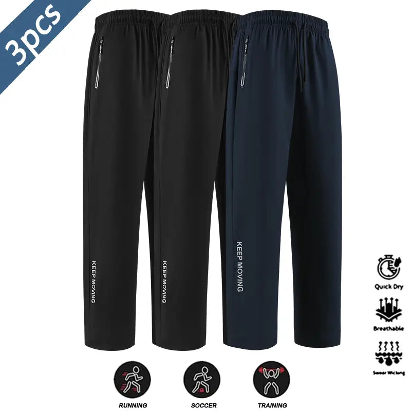 2026 New Printed Menswear Straight Fit Men's Pants, Fast Dry Fabric, Lightweight Breathable Quick-Drying, Loose Drawstring, Zipper Pocket, Spring & Summer Casual Sweatpants