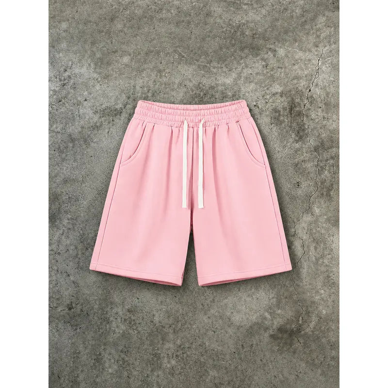 Men's Cotton Blend Casual Relaxed Fit Above-the-Knee Shorts - Drawstring Waistband, Adjustable Bottom, Baggy Draped Cut, Athleisure Menswear Bottoms for Workouts, Lounging