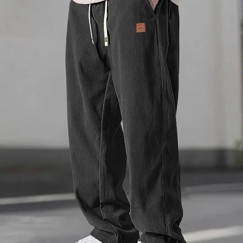 Men's Casual Loose Fit Drawstring Ankle Pants - Male Clothing, Men’s Clothes, Athleisure Chill Pants, Athletic Bottoms with Delicate Logo Details for Comfortable Daily Summer Wear, Father's Day Gift