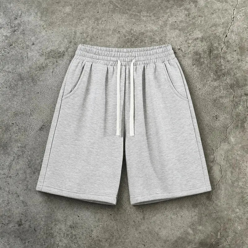 Men's Cotton Blend Casual Relaxed Fit Above-the-Knee Shorts - Drawstring Waistband, Adjustable Bottom, Baggy Draped Cut, Athleisure Menswear Bottoms for Workouts, Lounging