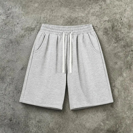 Men's Cotton Blend Casual Relaxed Fit Above-the-Knee Shorts - Drawstring Waistband, Adjustable Bottom, Baggy Draped Cut, Athleisure Menswear Bottoms for Workouts, Lounging