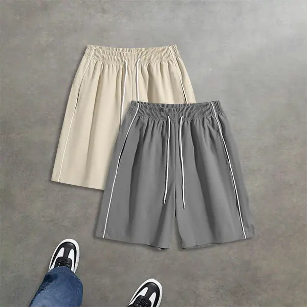 2-Pack Men’s Summer Striped Casual Shorts – Loose Fit, Versatile Athletic Style