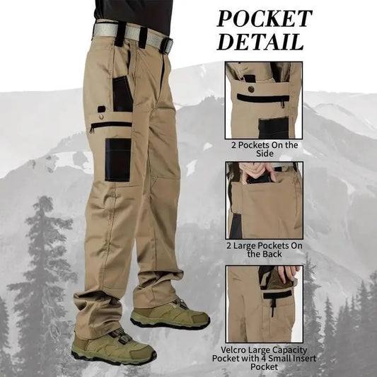Men's Solid Color Tactical Work Pants, with Multiple Pockets and Zipper Closures, Durable Outdoor Training Pants, Available in Multiple Colors, Fishing, outdoor activities, work, hikin
