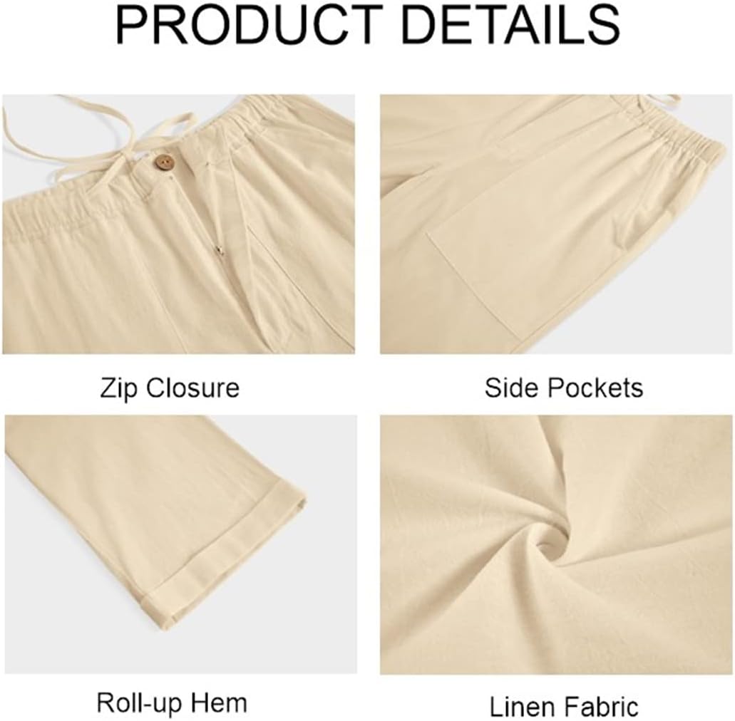Gafeng Mens Linen Pants Yoga Casual Beach Summer Harem Baggy Trousers