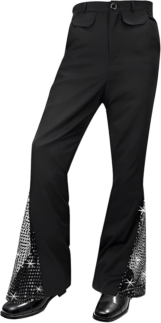 Mens Bell Bottom Pants 70s Disco Outfits for Men Flared Pants