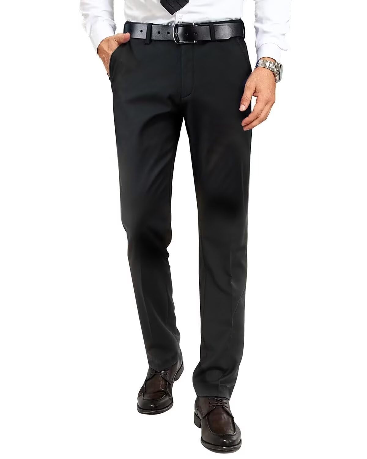 Men's Dress Pants Slim Fit Expandable Waist Tuxedo Trousers Formal Suits