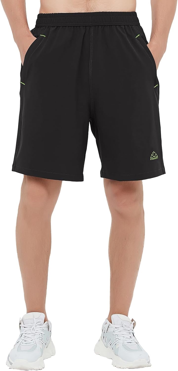 Rdruko Men's Quick Dry Hiking Shorts Lightweight Running Gym Outdoor Active Shorts with Zipper Pockets