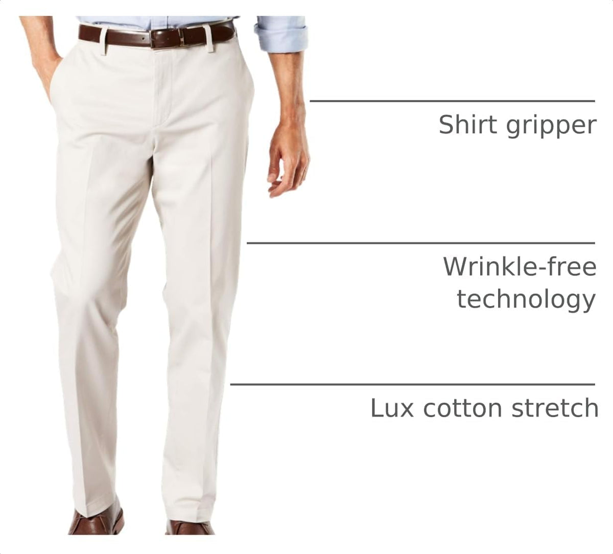 Dockers Mens Straight Fit Signature Lux Cotton Stretch Khaki Pant - Creased