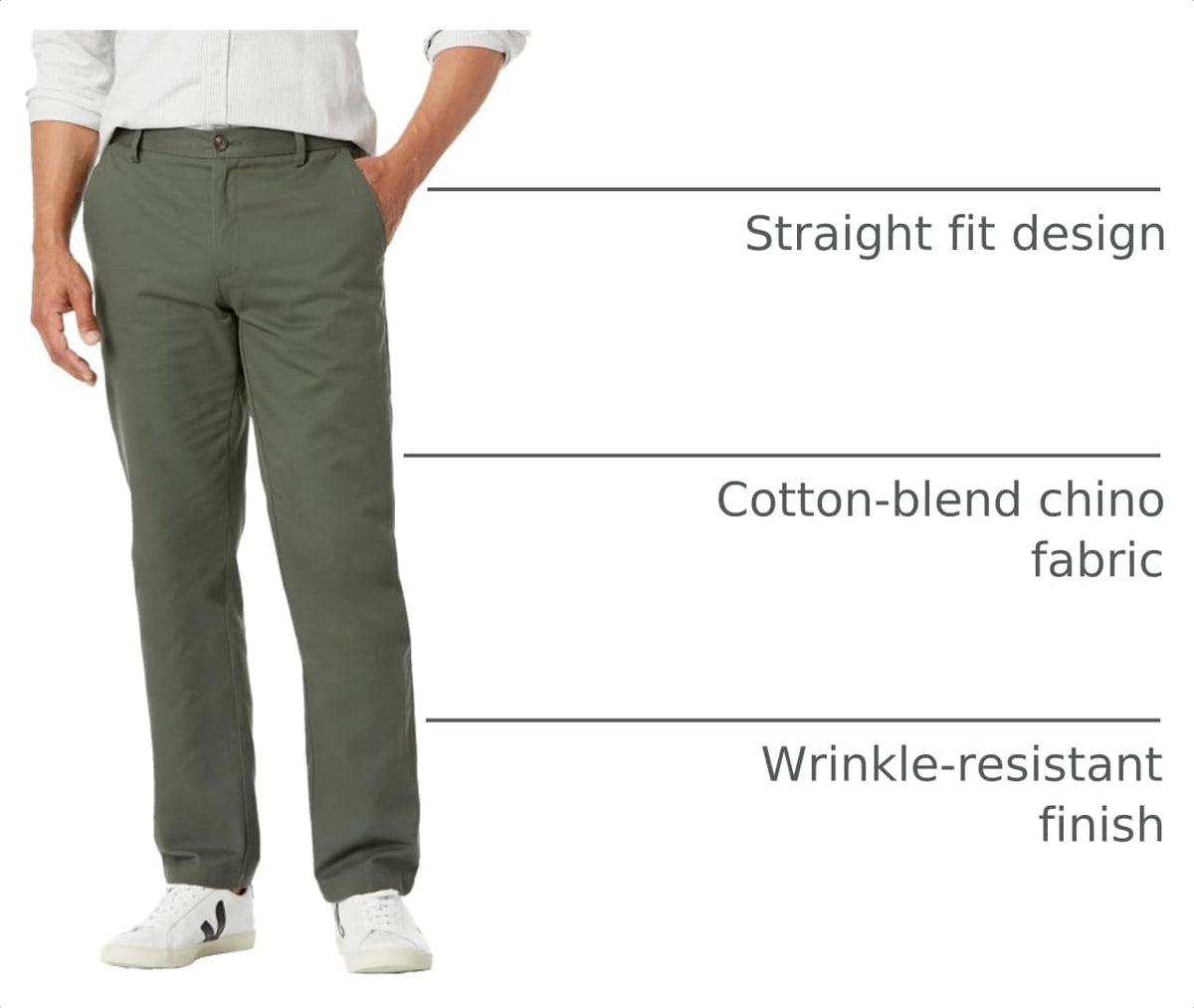 Amazon Essentials Men's Straight-Fit Wrinkle-Resistant Flat-Front Chino Pant