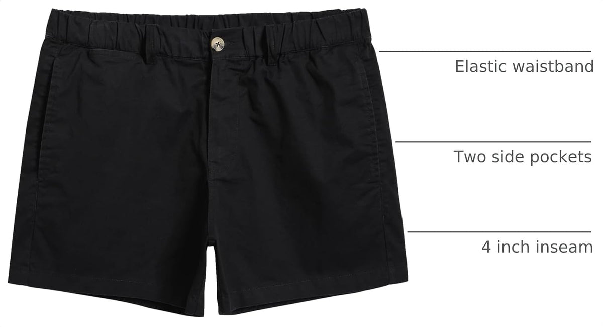 maamgic Men's Shorts Casual 4" Cotton Stretch Classic Fit Khaki Shorts