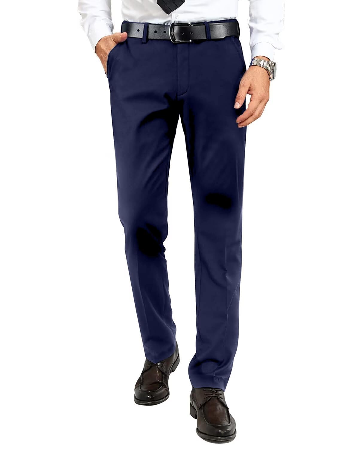 Men's Dress Pants Slim Fit Expandable Waist Tuxedo Trousers Formal Suits