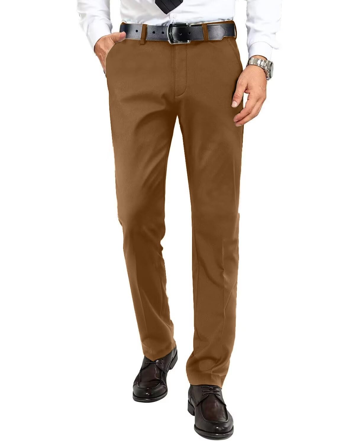 Men's Dress Pants Slim Fit Expandable Waist Tuxedo Trousers Formal Suits