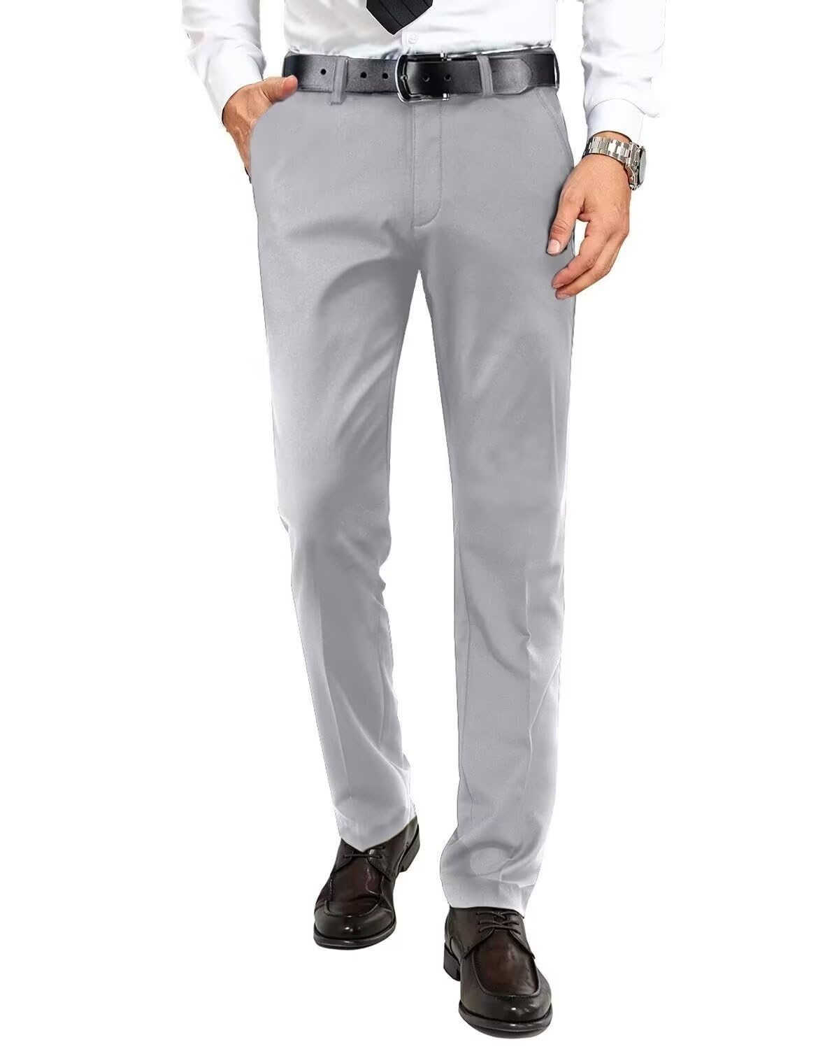 Men's Dress Pants Slim Fit Expandable Waist Tuxedo Trousers Formal Suits
