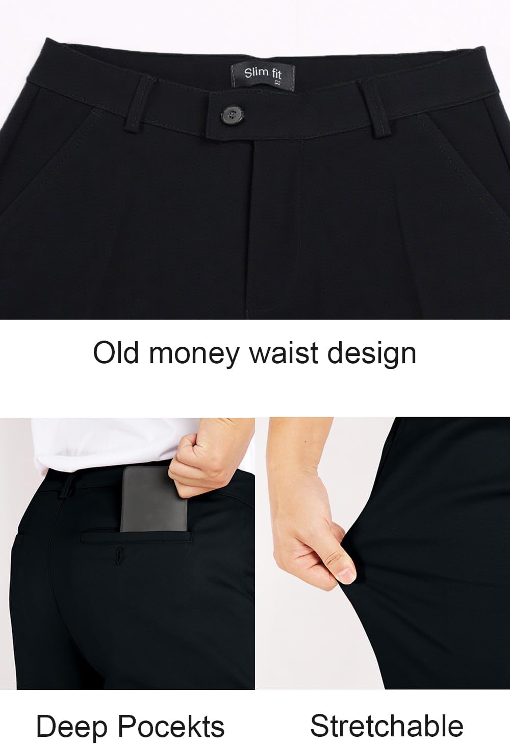 GINGTTO Mens Dress Pants Slim Fit Stretch Skinny Slacks Tapered Leg