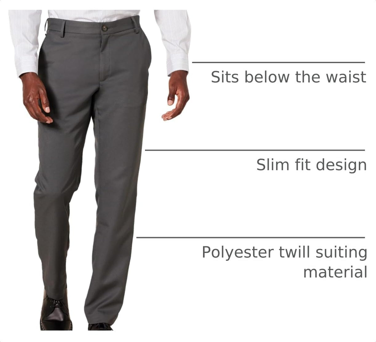 Amazon Essentials Men's Slim-Fit Flat-Front Dress Pants, Straight Leg, Polyester, Stone
