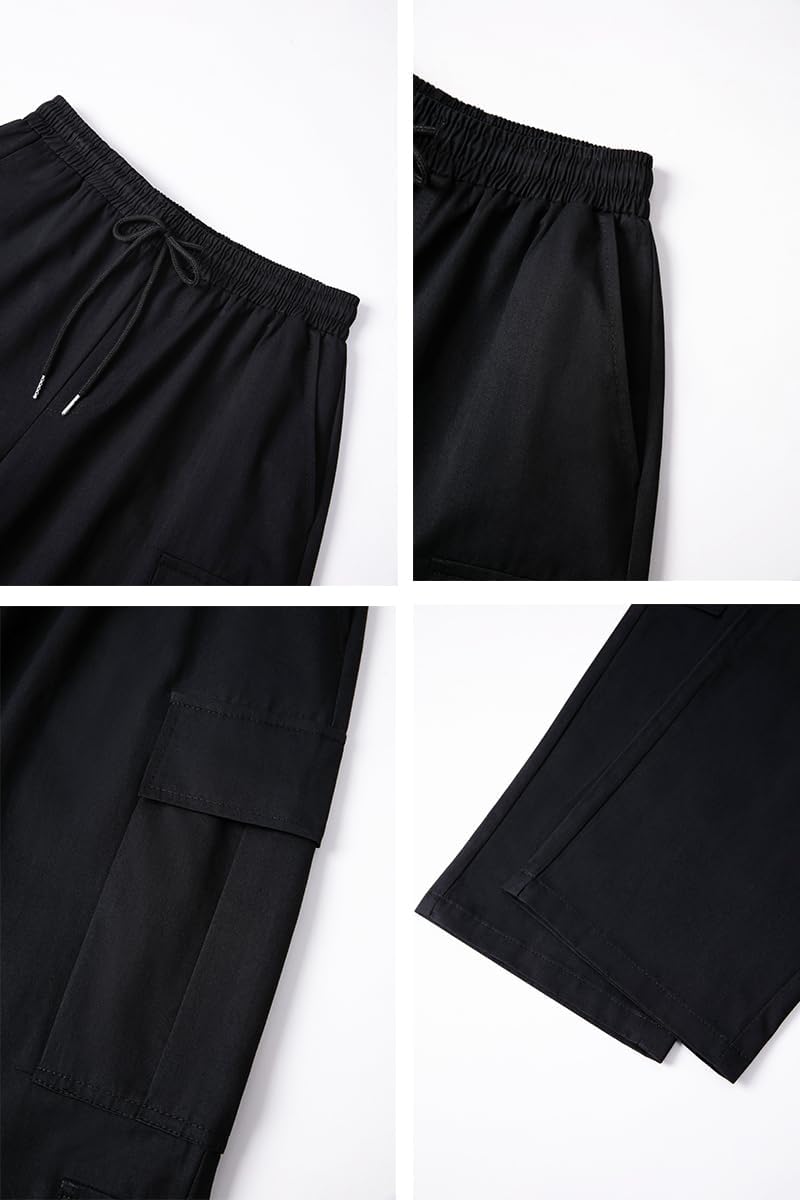 THWEI Men's Baggy Cargo Pants Casual Drawstring Trouser
