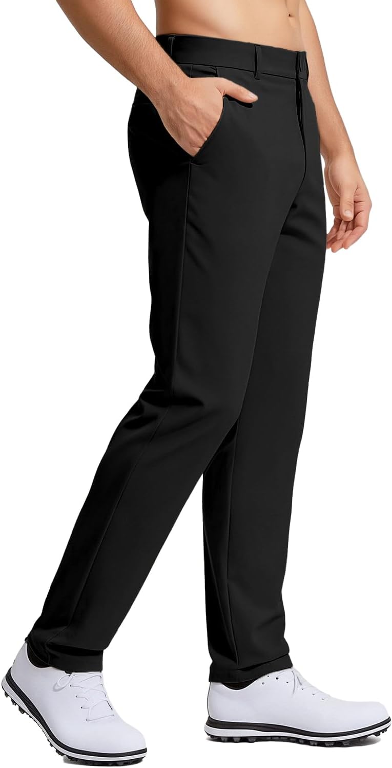 Men's Golf Pants Stretch Work Dress Comfy Pants 30"/32"/34" Lightweight Quick Dry Casual Slacks Trousers with Pockets