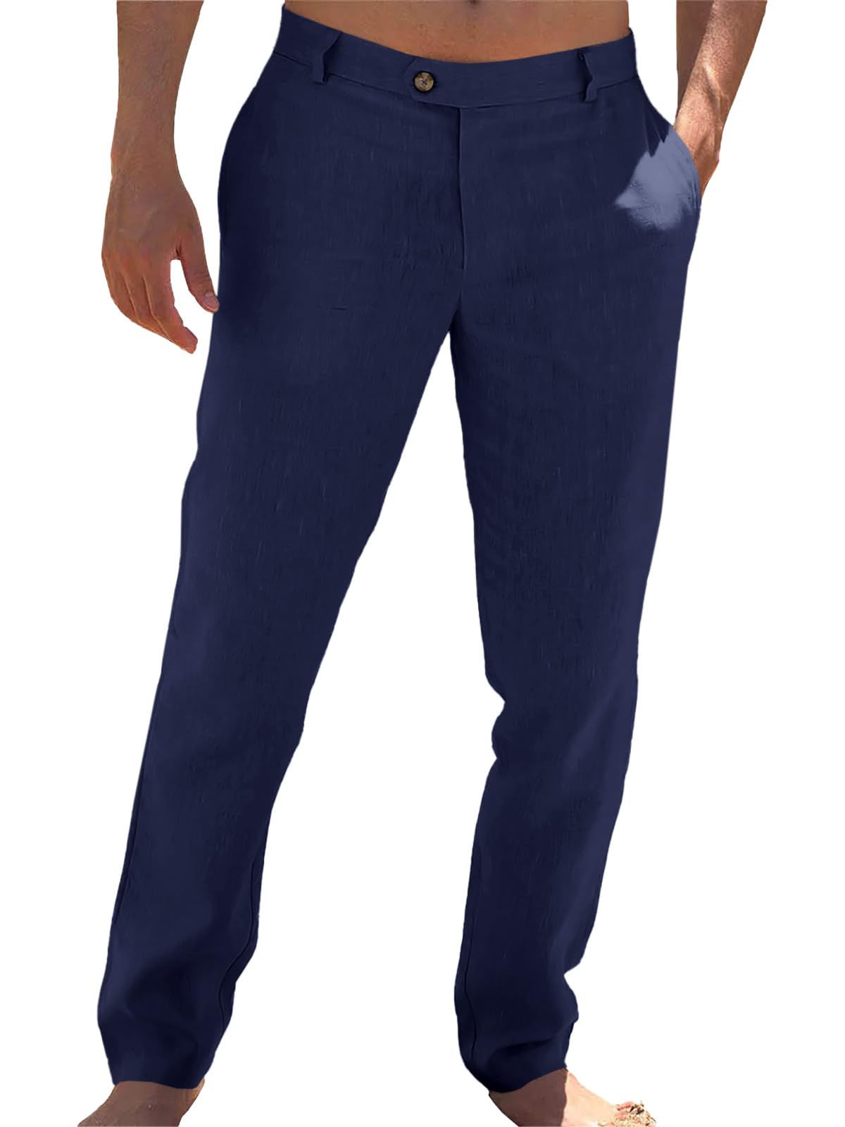 Runcati Mens Casual Pants Linen Dress Loose Summer Beach Yoga Trousers
