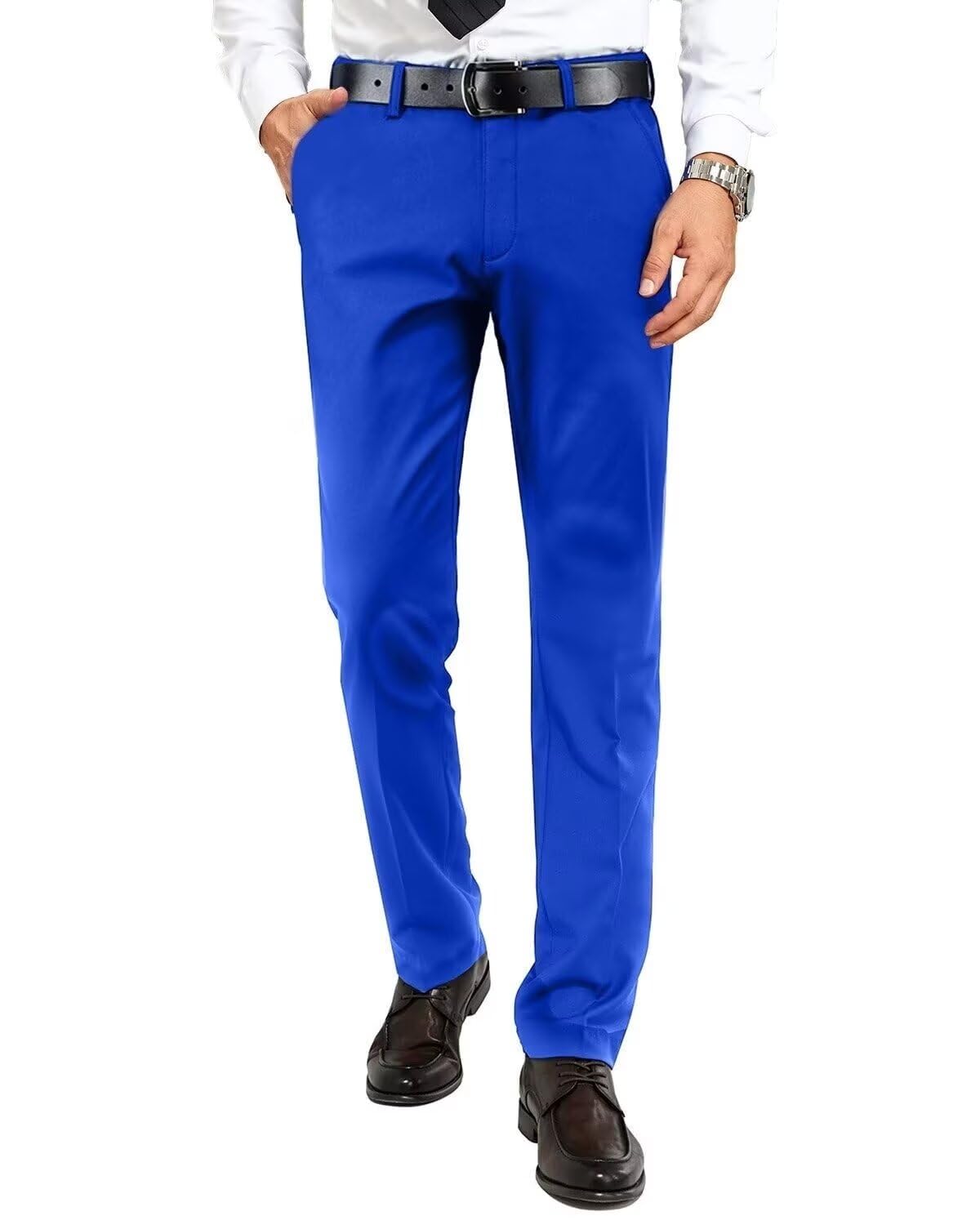 Men's Dress Pants Slim Fit Expandable Waist Tuxedo Trousers Formal Suits