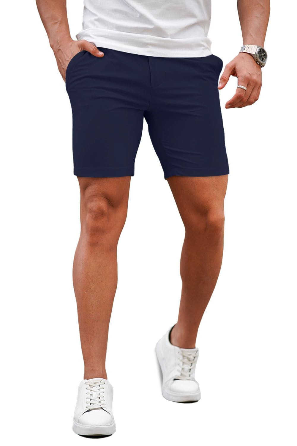 GINGTTO Mens Slim Fit Shorts Stretch Tapered Leg Skinny Chinos 5" 7"