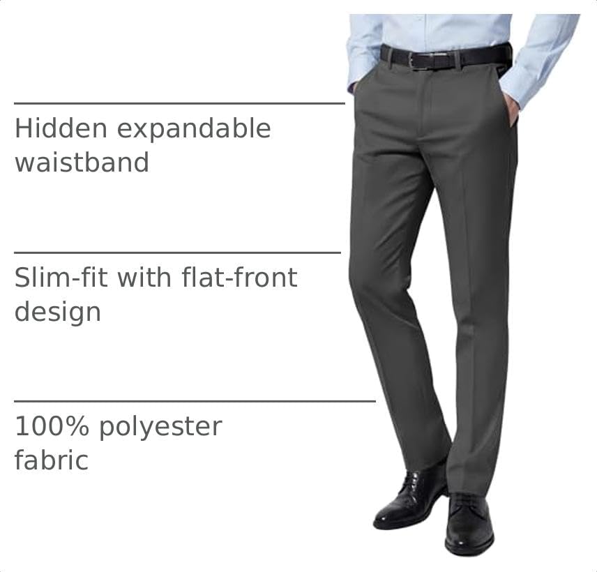 COOFANDY Men Dress Pants Slim Fit Suit Pants Expandable Waist Casual Slacks