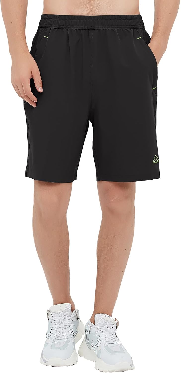 Rdruko Men's Quick Dry Hiking Shorts Lightweight Running Gym Outdoor Active Shorts with Zipper Pockets