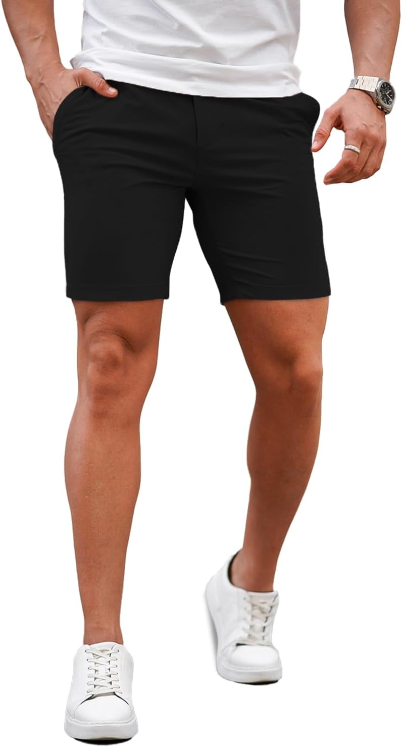 GINGTTO Mens Slim Fit Shorts Stretch Tapered Leg Skinny Chinos 5" 7"