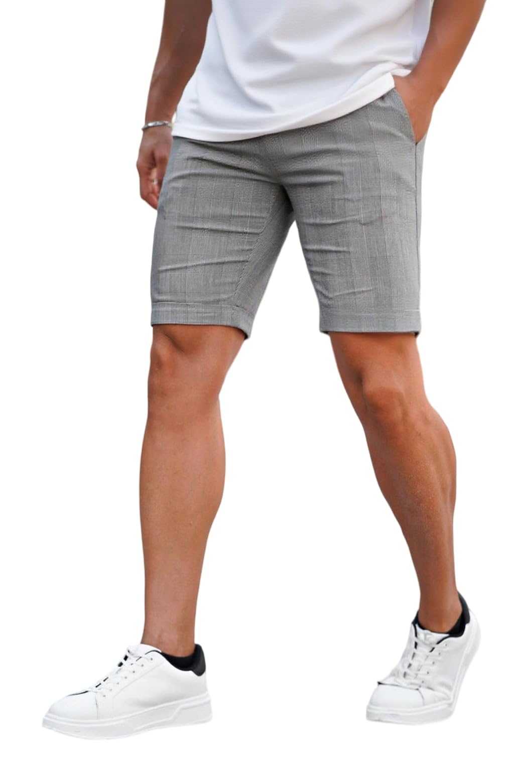 GINGTTO Mens Slim Fit Shorts Stretch Tapered Leg Skinny Chinos 5" 7"