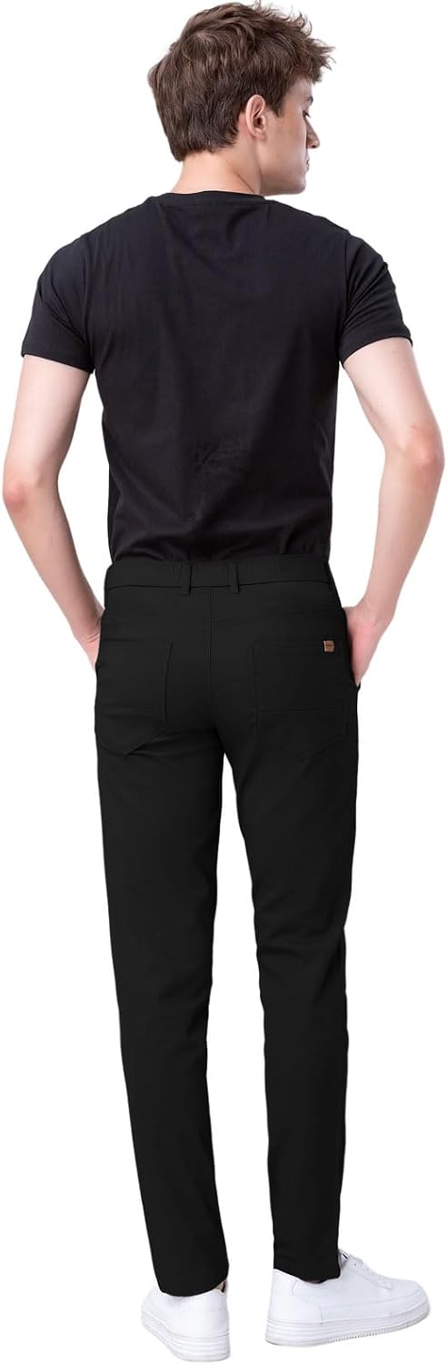 Plaid&Plain Men's Skinny Stretchy Khaki Pants Colored Pants Slim Fit Slacks Tapered Trousers
