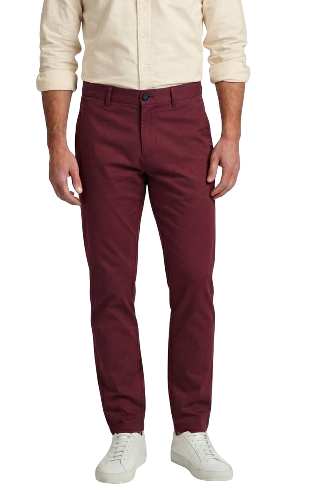 Plaid&Plain Men’s Slim Fit Khaki Pants Men’s Tapered Chino Pants