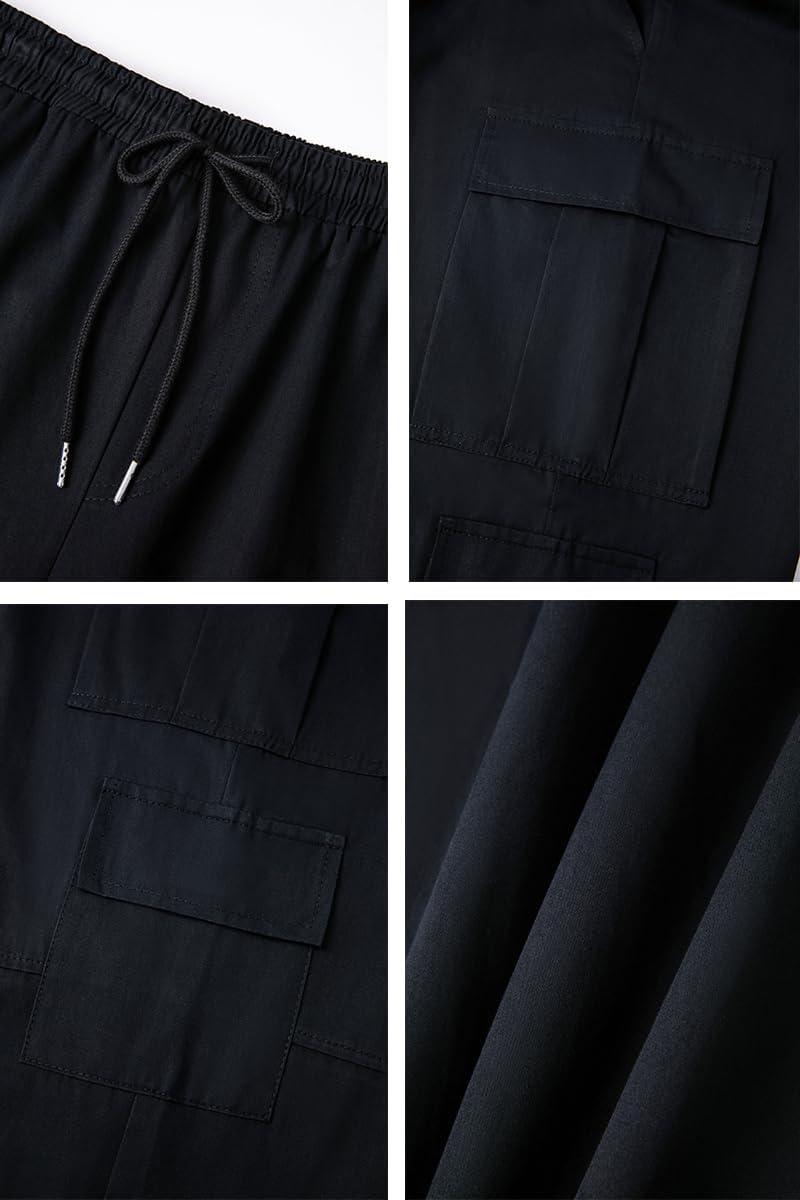 THWEI Men's Baggy Cargo Pants Casual Drawstring Trouser