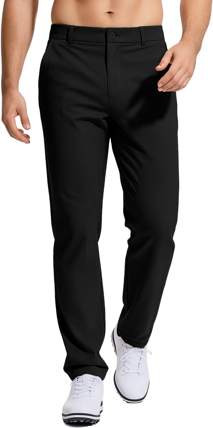 Men's Golf Pants Stretch Work Dress Comfy Pants 30"/32"/34" Lightweight Quick Dry Casual Slacks Trousers with Pockets