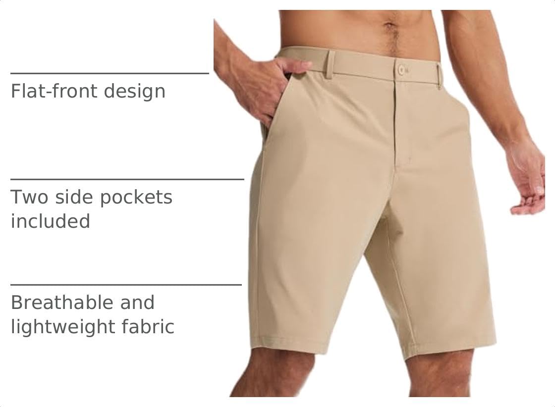SNOWTEN Men's Classic Fit 7/9/11 Inch Golf Shorts Basic Lightweight Stretch Hiking Casual Short with 2 Pockets and 1 Hidden