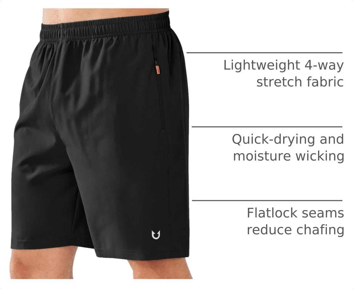 NORTHYARD Men's Athletic Running Shorts Quick Dry Lightweight Zip Pockets