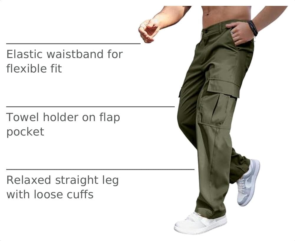 Comdecevis Men's Casual Cargo Pants Relaxed Fit Work Pants
