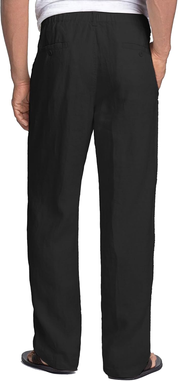 COOFANDY Men's Linen Pants Casual Lightweight Drawstring Beach Summer Pant