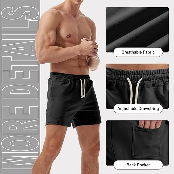 AIMPACT Men's Cotton Workout Shorts 5"/7" Sweat Athletic Gym with Pockets