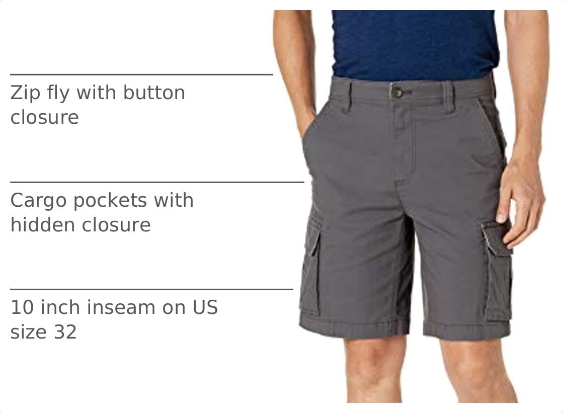Amazon Essentials Men's 10" (25cm) Lightweight Cotton Blend Stretch Cargo Shorts